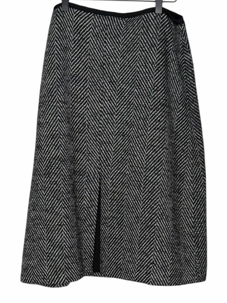 Ann Taylor Wool Blend Black Front Slit Skirt 12